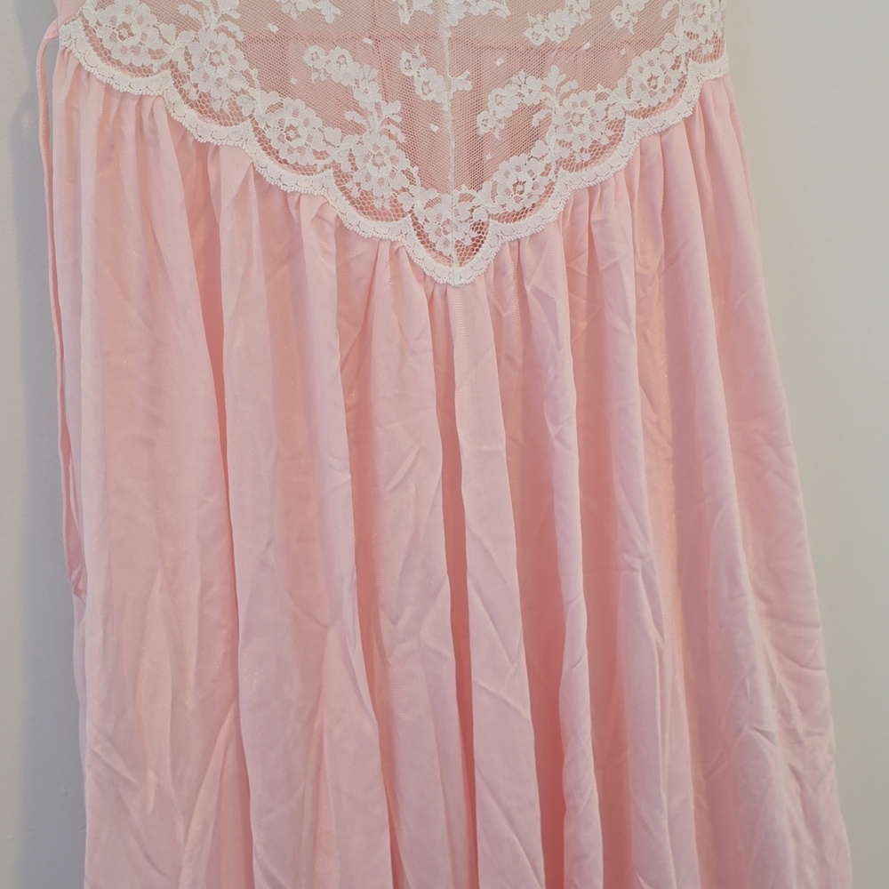 Vintage Soft Pink Lace Trim Maxi Slip Dress - Picture 5 of 10